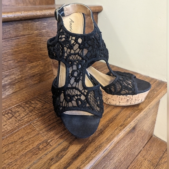 American Eagle Platform Lace cork wedges shoes Size 8 - Picture 5 of 10